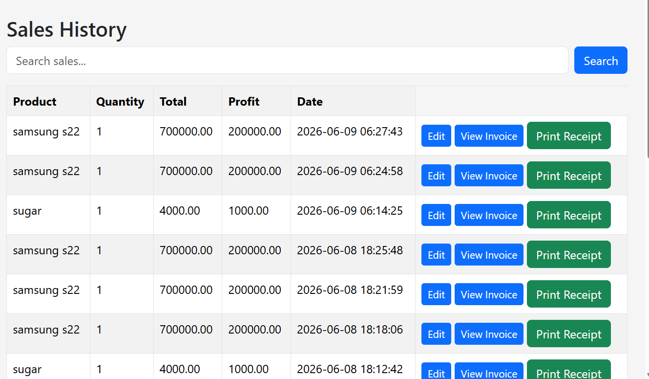 SmartBiz POS sales screen